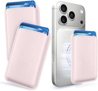 KRTALS 2Pack Magnetic Wallet Phone Card Holder for Phone Case with Mag-Safe, Stronger Magnetic RFID Leather Phone Wallet Stick on Series of iPhone 17/16/15/14/13/12 and Pro/Promax,2-Pack Light Pink