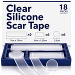 ScarFix+ Silicone Scar Tape | 18 Pre-Cut Transparent Scar Plasters in 3 Sizes, Medical-Grade Silicone | Scar Tape for Surgical Scars, Keloids, C-Section, Burns & Stretch Marks