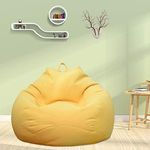 Bean Bag Chair Cover without Filling Lazy Lounger Bean Bag Storage Chair Cover Solid Color Simple Design Recliner Gaming Storage Bag for Indoor Outdoor BeanBag Chair for Adults and Kids 100x120cm (Corn yellow)