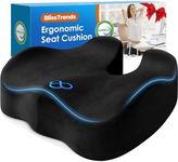 BlissTrends Seat Cushion,5.2in Thick Memory Foam Cushions for Office Chair, Car Seat, Airplane, Relieving Pressure Tailbone Sciatica Back Pain for Long Sitting Office Workers, Car Drivers Black