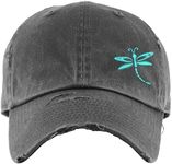 Dragonfly Hat | Distressed Baseball Cap or Ponytail Hat | Custom Embroidered, Cute Vacation Hat