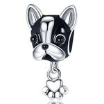 M&S French Bulldog Charm Dog Puppy Pug Love Heart Paw Charm Bead Pendant, 925 Sterling Silver Dangle Charm, Compatible With Pandora & European Bracelet �