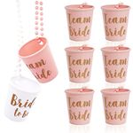 lvzhen 8 Pcs Hen Party Shot Glass, Plastic Beaded Bridal Shot Glasses 7 Pcs Team Bride Shot Glass 1PC Bride to Be Shot Glasses for Bridal Shower Bachelorette Hen Night Party (Pink)