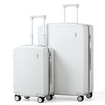 Hanke Hard Shell Luggage Sets 2 Pieces, 20/28 Inch Carry On Luggage with Wheels Lighweight TSA Luggage Extra Large Luggage for Travel Checked Suitcase(Smoke White)
