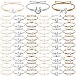 Sureio 48 Pcs Horse Rope Braided Bracelet Gifts Bulk Horse Goodie Party Favors Western Cowgirl Cowboy Adjustable Wedding Bridal Shower Bracelets for Women (White, Beige, Brown)