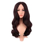 MapofBeauty 22 Inch/55 cm Fashion Long Synthetic Fiber Curly Hair Middle Part Cosplay Wig (Dark Brown)