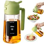 SWEET VIEW Oil Spray Bottle, 470ml 2 In 1 Glass Olive Oil Sprayr & pourer for Kitchen, Air Fryer, Cooking, Salad, BBQ with Stickers(Green)