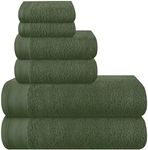 MALLONI HOME Ultra Soft 6 Pack Cotton Towel Set, Contains 2 Bath Towels 28x55 inch, 2 Hand Towels 16x24 inch & 2 Wash Coths 12x12 inch, Ideal Everyday use, Compact & Lightweight - Olive Green