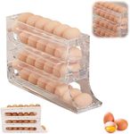 4 Tiers Egg Holder for Fridge, 2024 New Automatic Scrolling Egg Rack Holder, Large Capacity Multi-function Egg Organizer Storage Box,Space-Saving Egg Dispenser Holder (Transparent)