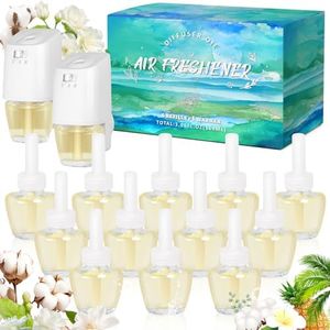 DERDUFT Plug in Scented Oil Starter Kit, 2 Warmers + 12 Refills, Scented and Essential Oils for Home and Bathroom, Jasmine, Hawaiian, Cotton, Essential Oils, 7.92 Fl Oz