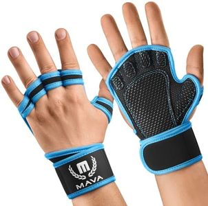 MAVA Open Gym Gloves for Men & Women; Padded Weight Lifting Gloves with Wrist Support for Comfort, Protection; Strong-Grip Fingerless Workout Gloves for Men & Women; Anti-Sweat Gym Accessories