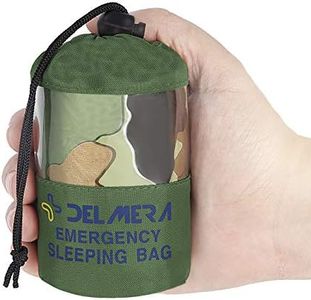 Delmera Emergency Sleeping Bag, Lightweight Survival Sleeping Bags Waterproof Thermal Emergency Blanket, Bivy Sack Survival Gear for Outdoor Adventure, Camping, Hiking, Orange, Green (Camouflage)