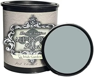 ALL-IN-ONE Paint, Irish Garden (Blue Green), 32 Fl Oz Quart. Durable cabinet and furniture paint. Built in primer and top coat, no sanding needed.