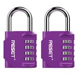 RESET-060 2 Pack 4 Digit Combination Lock Outdoor Padlock for School Gym Sports Locker Fence Toolbox Gate Suitcase Hasp Purple