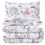 JSD Girls Mermaid Twin Comforter Set for Girls, 2 Piece Kids Printed Comforter with Pillow Sham, Soft Comfortable Machine Washable