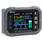 Charge-Discharge Multi Meter, DROK 0-120V 100A DC Voltmeter Coulometer, Mobile Phone APP Control LCD Battery Monitor Volt Amp Temp Power Capacity Timing Monitor for RV, Boat, E-Bike