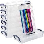 WUWEOT 8 Pack Plastic Pencil Box, Large Capacity Pencil Box with Snap-Tight Lid, Office Supplies Storage Organizer Box, Pencils Storage Box Watercolor Pen Drawing Tools Container, 21.6 x 10 x 3.8cm