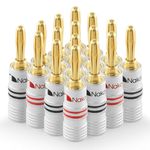 Nakamichi Excel Series 24k Gold Plated Banana Plug 12 AWG - 18 AWG Gauge Size 4mm for Speakers Amplifier Hi-Fi AV Receiver Stereo Home Theatre Audio Wire Cable Screw Connector 16 Pcs (8-Pairs)