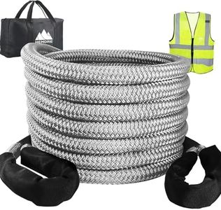 7/8'' x 20ft Heavy Duty Kinetic Recovery Rope, Breaking Strength 25,200 lbs, Stretchable Silver Nylon Tow Ropes for Trucks, SUV, Jeep & Off-Road Vehicle Recovery