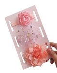 SYGA 3 Pcs Baby Girl Headband Soft Flower Bow Strechable Hairband Suitable For Newborns, Infants, Toddlers And Kids 0-3 Years, Color - 1001,Pink