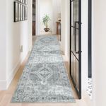 Homcomodar Boho Carpet Runner for Hallways 65x240cm Non Slip Runner Rug for Entryway Vintage Floor Carpet Runner Distressed Hallway Runner Rug for Laundry Besides(Grey)