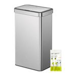 EKO Econova 80L Motion Sensor Bin, Large Touchless Fingerprint-Resistant Rectangular Rubbish Bin, Silent Soft-Close & Stay-Open Lid, Waste Bin for Home, Kitchen and Office, Matt Metallic