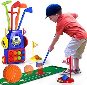 Bennol Toddler Golf Set Toys for Kids, Upgraded Kids Golf Cart Toys Sets with 4 Golf Sticks, 8 Balls and 1 Mat, Indoor & Outdoor Golf Toys for 3 4 5 6 Year Old Boys Girls Toddlers