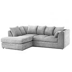 New Luxor Fabric Corner Sofa Silver | Soft Jumbo Cord 3-4 Seater Corner Sofa (Silver, Left Hand Facing)