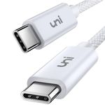 uni USB C to USB C Charger Cable, 100W Fast Charging 3M Long QC 4.0 PD 5A Type C Nylon Cable for iPhone 15/15 Pro/15 Plus/15 Pro Max, MacBook Pro, iPad Air, Galaxy S23,etc.-White