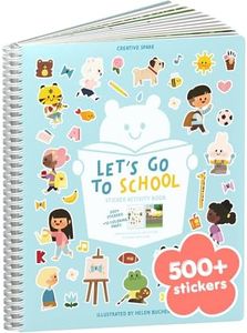 Sticker Book for Kids 2-4, 500+ Kids Stickers, Let's Go to School by Cupkin 12 Coloring Pages 12 Side by Side Scenes, Fun Toddler Travel Activity Coloring and Sticker Books for Ages 4-8 + 8-10