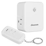 DEWENWILS Indoor Remote Control Outlet, Wireless Remote Light Switch with 2 Side Outlets, No Interference Remote Outlet Switch, 15A/1875W, 100ft RF Range, Compact Design, White