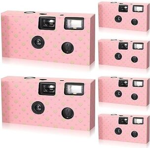 6 Pack Disposable Camera Bulk for Wedding, 35mm Single Use Camera with Flash Disposable Cameras One Time Camera Black and White Film for Gathering Wedding Anniversary Travel Camp Party Supply