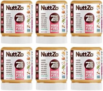 Natural Power Fuel Smooth Nut Butter by NuttZo | 7 Nuts & Seeds Blend, Paleo, Non-GMO, Gluten-Free, Vegan, Kosher | Peanut-Free, 1g Sugar, 6g Protein | 12oz Jar (Pack of 6)