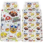 Paw Patrol Blueprint Single Duvet Cover - Reversible Two Sided Official Bedding Duvet Cover With Matching Pillow Case - Chase, Marshall, Rubble & Zouma