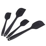 Amazon Basics Non-Stick Heat Resistant Silicone Spatula Set, 2 Small & 2 Large Spatulas, Black, Pack of 4 (Previously AmazonCommercial brand)