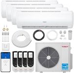 TOSOT 36,000BTU Quad 4 Zone Mini Split Air Conditioner with Heat Pump, 21SEER2, 230V, Wifi-Enabled Ductless Inverter Split System with 16ft Copper Line Set, 9,000+9,000+9,000+9,000 BTU, Muse Series