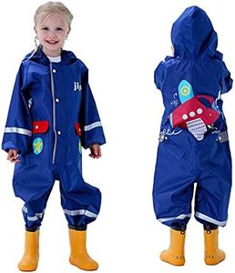 Keyck Kids Puddle Suit Boys Girls Raincoat Waterproof All in One Toddler Rain Suit Hooded Rain Coat Lightweight Breathable Easy Dry Cute Cartoon Portable Rainsuit for Baby Children Childs 1-8 Years,