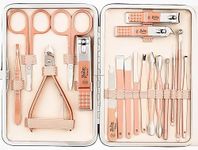 Beauté Secrets Manicure Kit, pedicure tools for feet, Nail Clipper, Manicure Pedicure kit for women and Men, 18 Pieces,Perfect Gifts for Women and Men (Rose Gold)