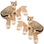 Apipi 2 Pack Wall Mounted Cat Steps- Solid Oak Cat Climbing Shelf Shelves Cat Scratching Post Ladder Steps for Cat Condos Houses Perch Platform Climber Supply