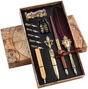 Hethrone Quill Pen Feather Pen Ensemble de Stylos de Calligraphie Ensemble de Stylo Plume et D'encre