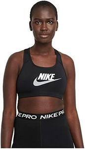 Nike Women's W Nk Df Swsh Cb Futura Gx Sports Bra, Black/White/Particle Grey, Large UK