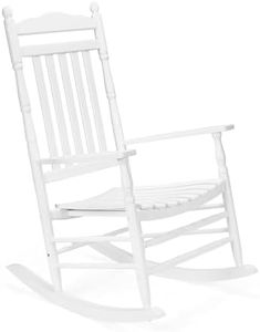 VINGLI Wooden Rocking Chair, Outdoor Chair with 450 lbs Support (White, 1PC)
