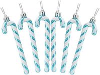 Christmas Concepts® Pack of 6-13cm Glitter Candy Cane Christmas Tree Decorations (Turquoise & White)