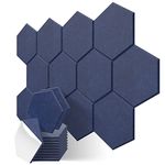 JBER 12 Pack Hexagon Acoustic Panels, Sound Proof Foam Self-adhesive,30 X 26 X 1cm High-Density Acoustic Wall Panels for Studio, Home Office