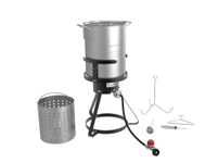 GasOne B-5155-RED Burner with Steamer Pot Turkey Fry & Tamale-with High Pressure Propane Regulator and Hose, Red QCC