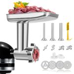 Stainless Steel Meat Grinder Attachment for KitchenAid, Stainless Steel Meat Grinder Attachment, Sausage Stuffer, Attachment for KitchenAid Mixers, Dishwasher Safe(Mixer Not Included)