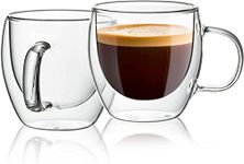 ZROY ENTERPRISE Premium Classic Glass Set of 6 Heat Resistant Double Wall Glass Coffee Mugs Clear Insulated Coffee Glass, Cappuccino Cups, Latte Cups, Beverage Glasses (250ml Cup, 6)