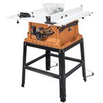 10 Inch Table Saw with Stand, 15 Amp 5000RPM Powerful Jobsite Table Saw, 0-45° Bevel Cut & Adjustable Depth, Portable Tabletop Saw with Safety Guard for Woodworking & Ripping, Orange