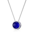 LANBEIDE September Birthstone Necklace, 925 Sterling Silver Round Sapphire Gemstone Necklace for Women Birthday Present Jewellry