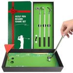 FINGER TEN Golf Gifts for Men Ladies Mini Course Pole Club Value Set, 3 Pcs Mini Ballpoint Pen Flag Gift Set Portable for Office Desktop Golfer Fans (Golf Gift-1 Pack)